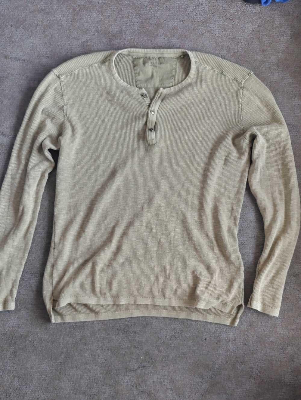 John Varvatos Men's Long-Sleeve Henley Sweater in Light Khaki